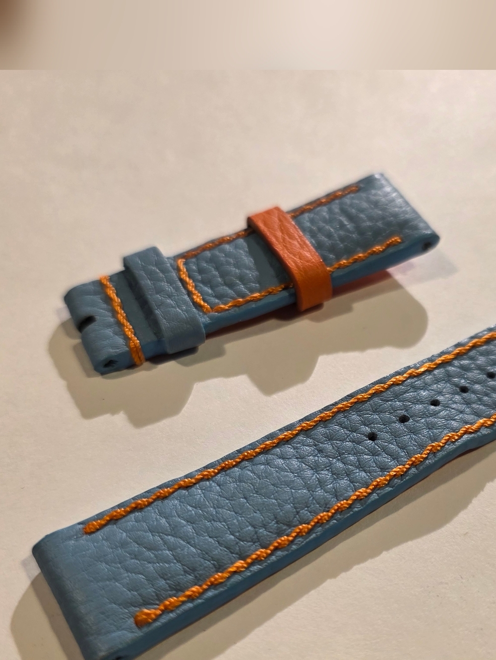 Blue Leather Watch Strap - Picture 2 of 6